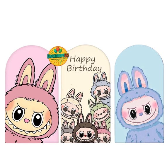Cartoon Monters Lab Arch Backdrop Cover Backdrop 3 pieces