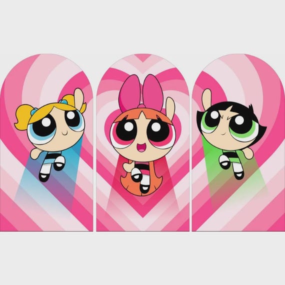 Cartoon Power girls Arch Backdrop Cover Backdrop 3 pieces| girls birthday party