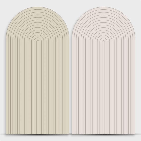 Ripple Arch Backdrop cover Set of 2 light beige | Roman Panel | imitation wood