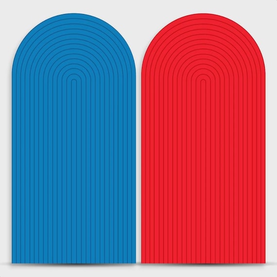 Ripple Arch Backdrop cover Set of 2 red and blue | Roman Panel | imitation wood