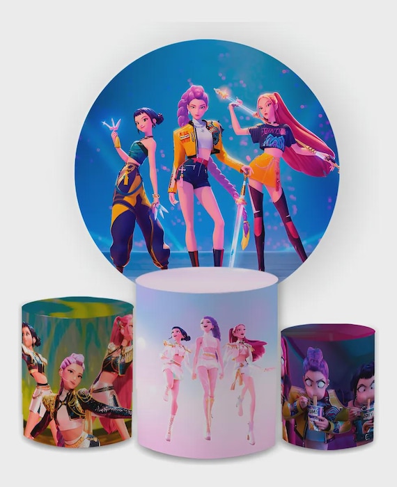 Kpop Demon Hunters Round Backdrop Cylinders Cover Round Backdrop Cover Photo Photography Background