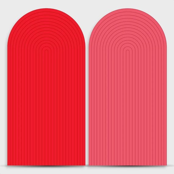 Ripple Arch Backdrop cover Set of 2 red | Roman Panel | wood imitation