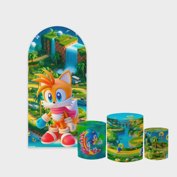 Cartoon Headghog Arch Backdrop Set 4 Pieces | Cylinder Covers for Birthday Party