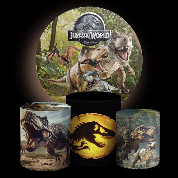 Cartoon dinosaur Inspired Round Backdrop Cylinders Cover Round Backdrop Cover Photo Photography Background