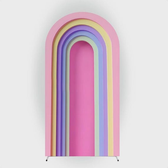 Rainbow Ripple Arch Backdrop cover | Roman Panel | imitation wood