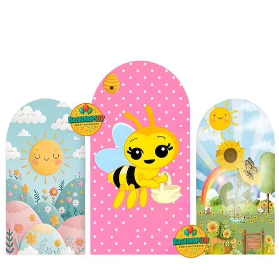 Little bee Arch Backdrop Cover Backdrop 3 pieces| baby shower bee backdrop