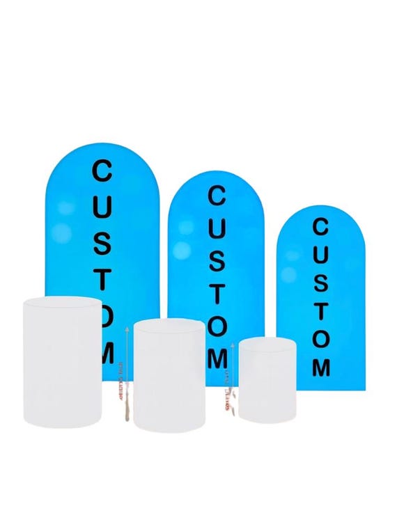 Customized 3 Arch Backdrop + 3 cylinder covers | Cylinder Covers for Birthday Party