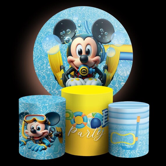 Cartoon pool party Inspired Round Backdrop Cylinders Cover Round Backdrop Cover Photo Photography Background
