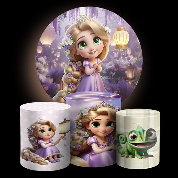 princess Cartoon Inspired Round Backdrop Cylinders Cover Round Backdrop Cover Photo Photography Background