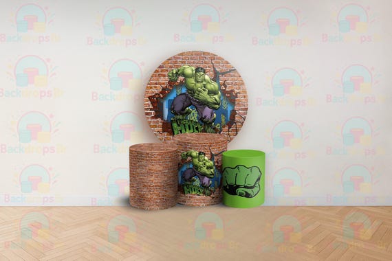 Cartoon Super Heroes Inspired Round Backdrop Cylinders Cover Round Backdrop Cover Photo Photography Background
