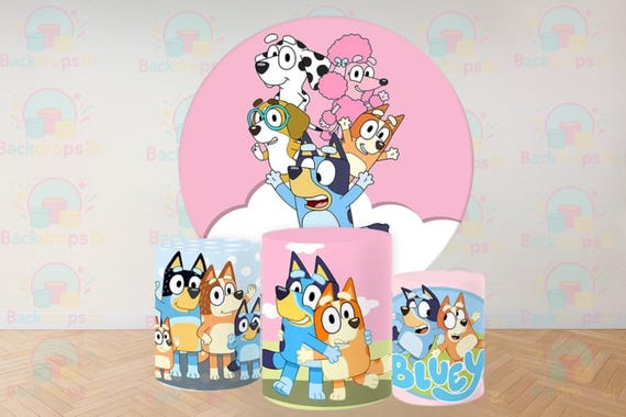 Dogs Cartoon Inspired Round Backdrop Cylinders Cover Round Backdrop Cover Photo Photography Background