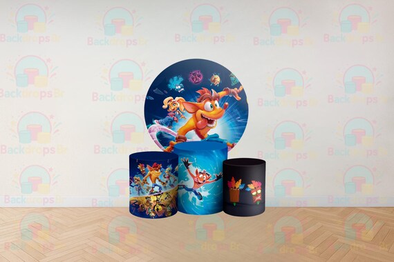 Cartoon games Inspired Round Backdrop Cylinders Cover Round Backdrop Cover Photo Photography Background