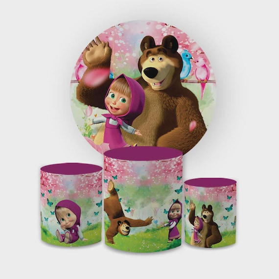 Inspired Bear Cartoon Inspired Round Backdrop Cylinders Cover Round Backdrop Cover Photo Photography Background