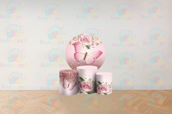 Butterflies Inspired Round Backdrop Cylinders Cover Round Backdrop Cover Photo Photography Background
