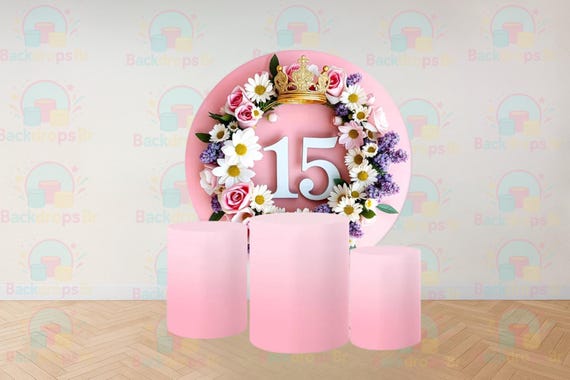 15 años fiesta Inspired Round Backdrop Cylinders Cover Round Backdrop Cover Photo Photography Background