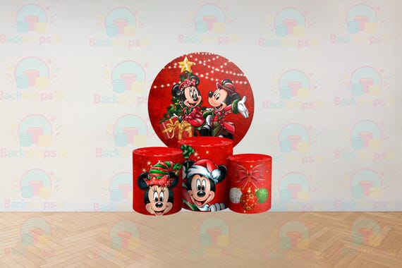 Christmas Cartoon Inspired Round Backdrop Cylinders Cover Round Backdrop Cover Photo Photography Background