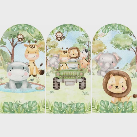 Safari Arch Backdrop Cover Backdrop 3 pieces|Birthday Backdrop| baby shower backdrop | safari