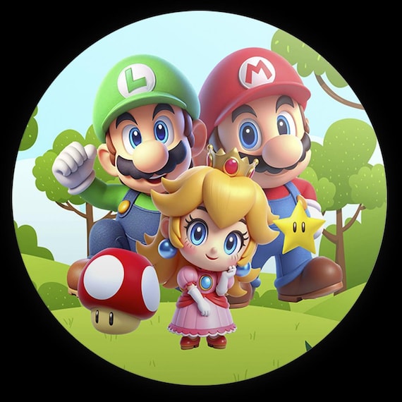 Super Brothers Inspiration Cartoon Round Backdrop | Round Backdrop Cover | Photo Photography Background