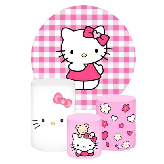 Cartoon Inspired Kitty Round Backdrop Cylinders Cover Round Backdrop Cover Photo Photography Background