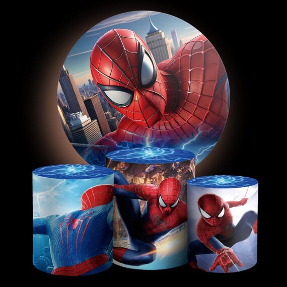 Cartoon heroes Inspired Round Backdrop Cylinders Cover Round Backdrop Cover Photo Photography Background