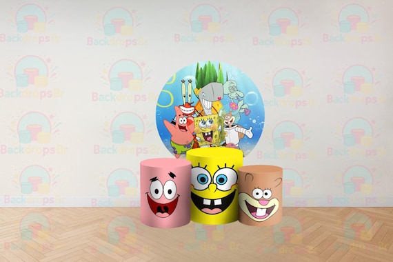 Cartoon Inspired kids Round Backdrop Cylinders Cover Round Backdrop Cover Photo Photography Background