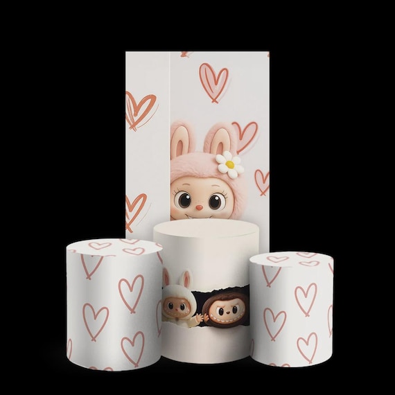 Monsters Lab Arch Backdrop Set 4 Pieces | Cylinder Covers for Birthday Party