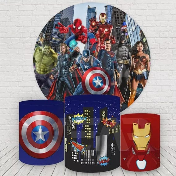Super Heroes Round Backdrop Cylinders Cover Round Backdrop Cover Photo Photography Background