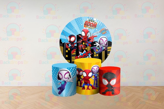 Super Hero Cartoon Inspired Round Backdrop Cylinders Cover Round Backdrop Cover Photo Photography Background