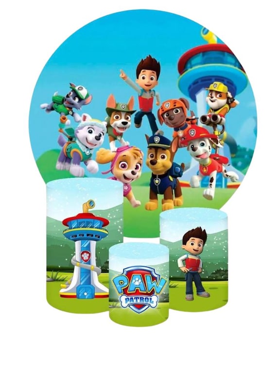 Rescue Dogs Cartoon Inspired Round Backdrop Cylinders Cover Round Backdrop Cover Photo Photography Background