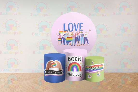 Pride Cartoon Inspired Round Backdrop Cylinders Cover Round Backdrop Cover Photo Photography Background