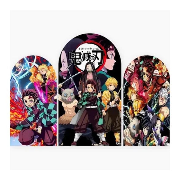 Demon Slay Backdrop Anime Arch Cover Boy Kid Birthday Party Cartoon Decoration Baby Shower Photo Photography Background 3 pieces