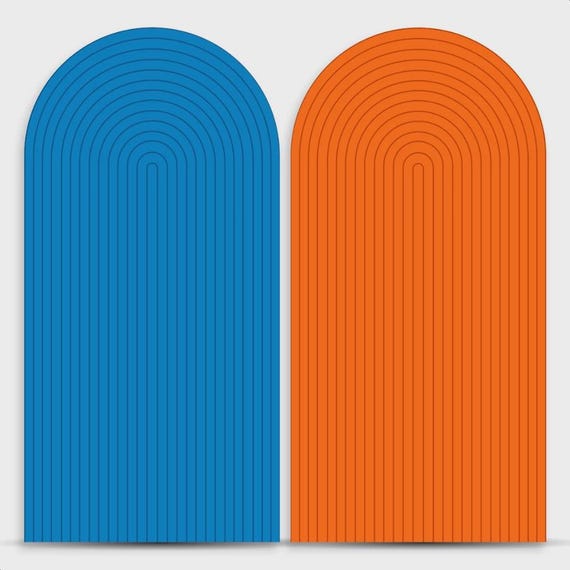 Ripple Arch Backdrop cover Set of 2 orange and blue | Roman Panel | wood imitation
