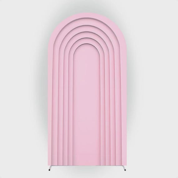 Pink Ripple Arch Backdrop cover | Roman Panel | wood imitation