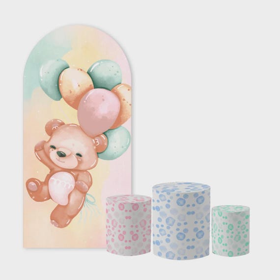 Baby Shower Arch Backdrop Set 4 Pieces | Oh baby arch backdrop |Cylinder Covers for Birthday Party