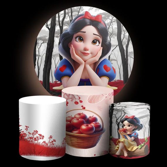 Cartoon princess Inspired Round Backdrop Cylinders Cover Round Backdrop Cover Photo Photography Background