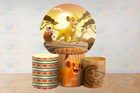 Lion Cartoon Inspired Round Backdrop Cylinders Cover Round Backdrop Cover Photo Photography Background