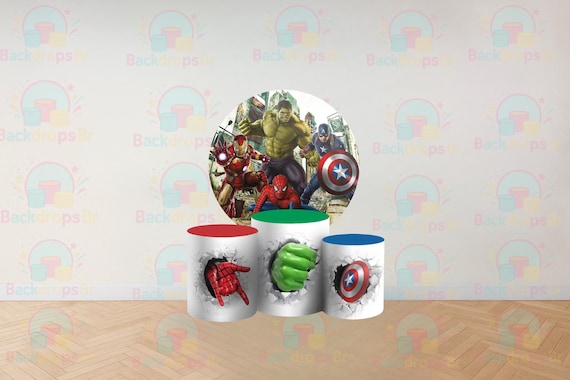 Cartoon Inspired Super Heroes Round Backdrop Cylinders Cover Round Backdrop Cover Photo Photography Background