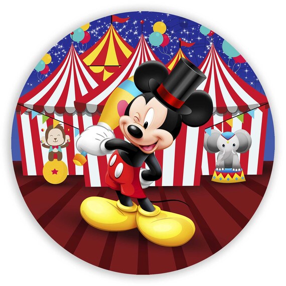 circus Cartoon Inspired Round Backdrop | Round Backdrop Cover | Photo Photography Background