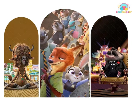 Animals Zoo Inspiration cartoon Arch Backdrop Cover Backdrop 3 pieces