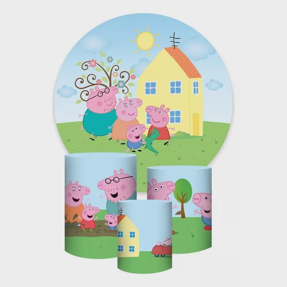 Piggy Round Backdrop Cylinders Cover Round Backdrop Cover Photo Photography Background