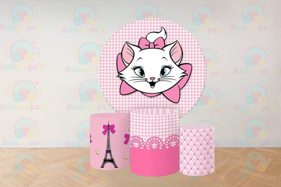 Cat Cartoon Inspired Round Backdrop Cylinders Cover Round Backdrop Cover Photo Photography Background
