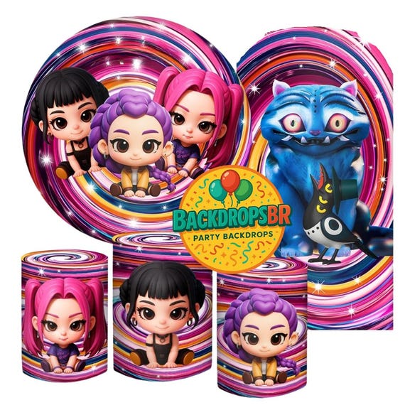 Baby Kpop Demon Hunter  Round Backdrop Cylinders Cover Round Backdrop Cover Photo Photography Background
