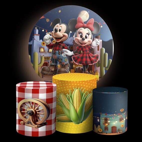 Cartoon Inspired farm Round Backdrop Cylinders Cover Round Backdrop Cover Photo Photography Background