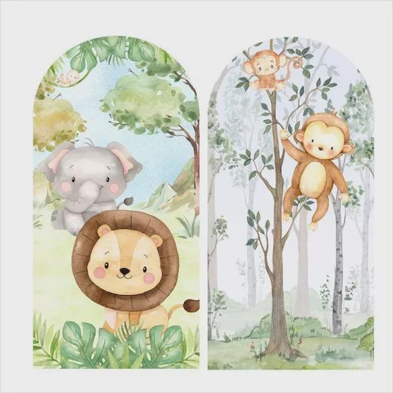 Safari Arch Backdrop Cover Backdrop 2 pieces|Birthday Backdrop| baby shower backdrop | safari