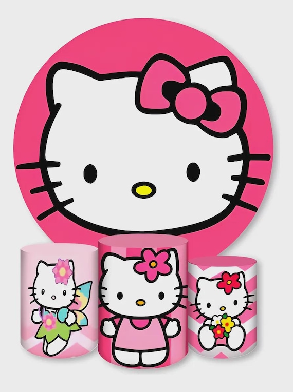 Cartoon Inspired Kitty Round Backdrop Cylinders Cover Round Backdrop Cover Photo Photography Background