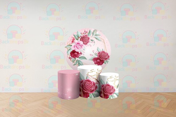 Roses Inspired Round Backdrop Cylinders Cover Round Backdrop Cover Photo Photography Background