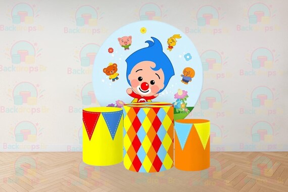 Circus Cartoon Inspired Round Backdrop Cylinders Cover Round Backdrop Cover Photo Photography Background