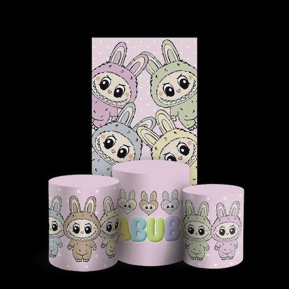 Monsters Lab Arch Backdrop Set 4 Pieces | Cylinder Covers for Birthday Party