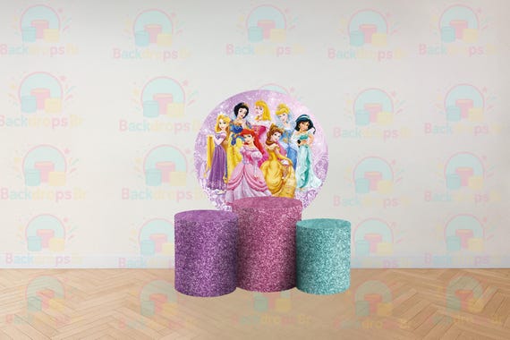 Cartoon princess Inspired Round Backdrop Cylinders Cover Round Backdrop Cover Photo Photography Background