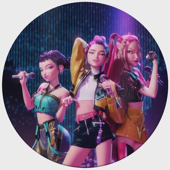 Kpop Demon Inspiration Cartoon Demon Hunter Kpop Round Backdrop | Round Backdrop Cover | Photo Photography Background